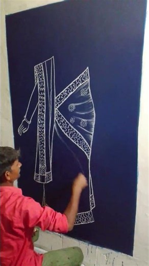 💃 how to draw a village women dancing made with the word K#easy chalk art#short video#art #drawing