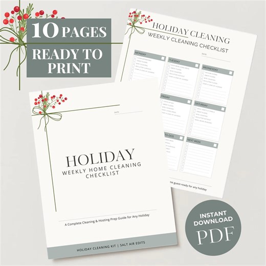 Holiday Weekly Home Cleaning Checklist, Printable Christmas Deep Clean Planner, Digital Christmas Hosting Day Prep Organizational PDF Guide - Etsy
