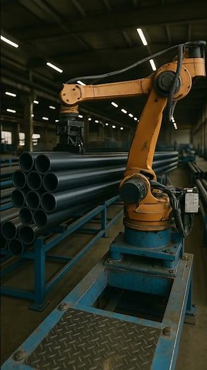 Robotic Arm Handling PVC Pipes in an Extrusion Molding Plant