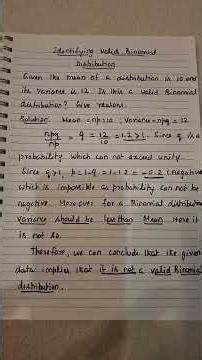 Identifying valid Binomial distribution given the Mean and Variance