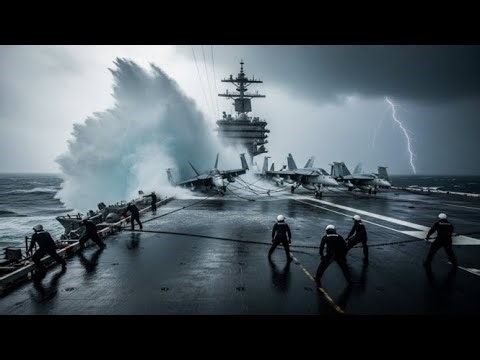 How do sailors survive storms aboard an aircraft carrier