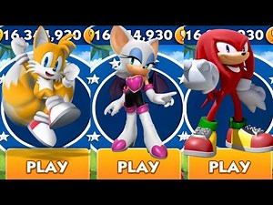 Sonic Dash - Tails VS Rouge VS Knuckles - All Characters Unlocked - Gameplay