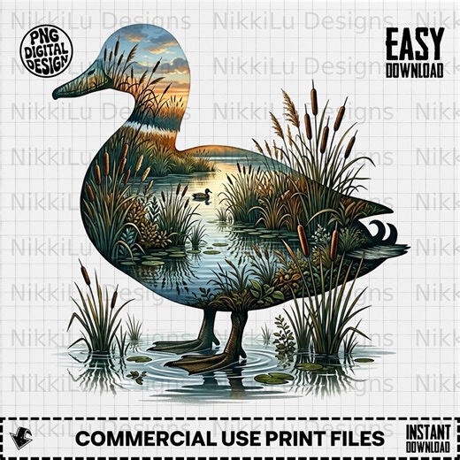 Duck Silhouette Landscape PNG, Duck Hunting Sublimation Design Digital Download - Etsy