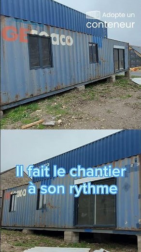 Chantier en cours d'une maison en containers