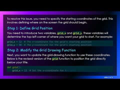 How to Move the Location of a Grid in Pygame