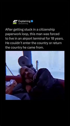 Explaining on Instagram: "After a bureaucratic nightmare left him stateless, Mehran Karimi Nasseri was forced to live inside Paris’s Charles de Gaulle Airport for nearly 18 years. ✈️😳 After losing his documents, he was unable to legally enter France or return to his country of origin, leaving him trapped in Terminal 1 from 1988 to 2006. He slept on benches, washed in airport bathrooms, and survived on donations from travelers and staff while legal systems failed to resolve his status. Hi
