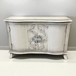 Hand-painted Curved Sideboard Cabinet: Vintage French Style Distressed Wood Buffet (54" W) - Etsy