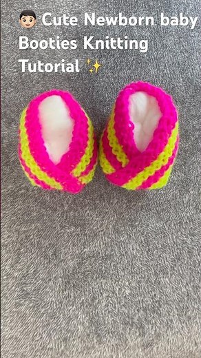 💥 Cute NewBorn baby Booties knitting Tutorial 🧶 #woolhobby #crochet #knitting #diy
