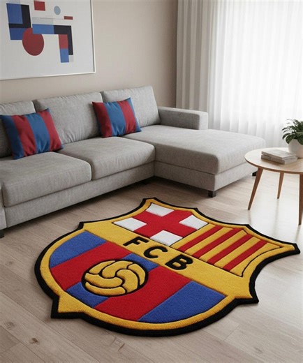 FC Barcelona Crest Rug | Handmade Soccer Fan Carpet - Etsy