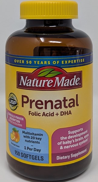 Nature Made Prenatal with Folic Acid DHA Softgels, Prenatal Vitamin and Mineral Supplement, 150 Count