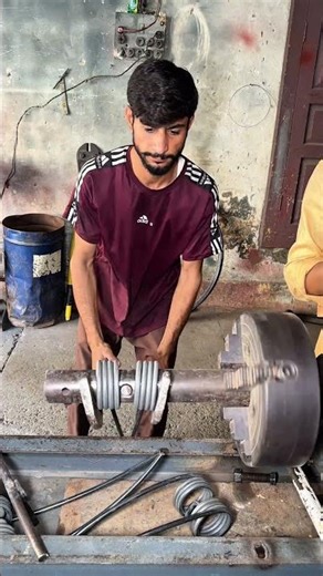 Turning Metal Wire into Powerful Double Strength Spring | Vintage Lathe Skills #shorts