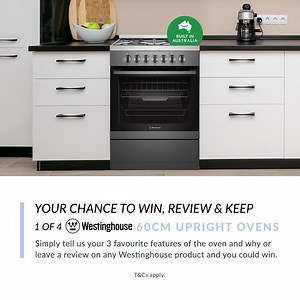 It’s your chance to win 1 of 4 Westinghouse 60cm Upright Ovens to celebrate the launch of the new range! 😱 All you have to do is is fill out the entry form on our website and choose one of the below steps to enter. A ) Tell us which is your favourite oven from the range and why. OR B ) Review any Westinghouse product onsite and tell us which product you reviewed. Tap the link below to enter! The chosen winners will contacted directly. T&C's apply. ✨✔️ https://hubs.li/H0XjTJk0 #westinghouse #nat