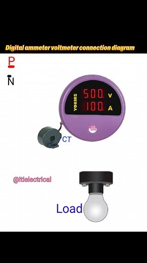 🔌 Digital Ammeter & Voltmeter Connection Diagram with CT ডিজিটাল অ্যামিটার ও ভোল্টমিটার হলো কারেন্ট এবং ভোল্টেজ মাপার জন্য সবচেয়ে বেশি ব্যবহৃত দুটি যন্ত্র। ✅ CT (Current Transformer) ব্যবহার করা হয় উচ্চ কারেন্ট সার্কিটে নিরাপদে কারেন্ট মাপার জন্য। ✅ CT এর S1 ও S2 টার্মিনাল Digital Ammeter-এর সাথে সংযুক্ত করতে হয়। ✅ Voltmeter সবসময় সরাসরি ফেজ ও নিউট্রালে (Parallel) যুক্ত থাকে। ✅ CT ব্যবহারে সার্কিটের আসল কারেন্টকে কম মানে রূপান্তরিত করে মিটারে পাঠায়। এই Connection Diagram টি ইলেকট্রিশিয়ান, Elec