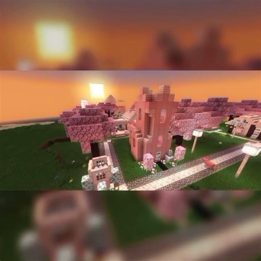Cherry Blossom Village🌸#minecraft #pinkaesthetic #scenery