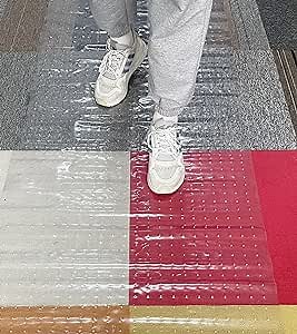 Clear PVC Vinyl Plastic Rug Protectors Runner Rug Carpet Protector Mat for Low Pile Carpet with Studded Backing (27 Inches Wide x 20 Feet Long)