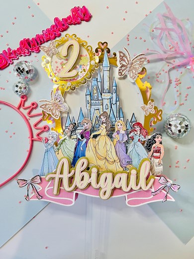 Personalized Disney Princess Cake Topper, Princess Castle Birthday Topper, Princess Cake Topper, Disney Princess Birthday - Etsy