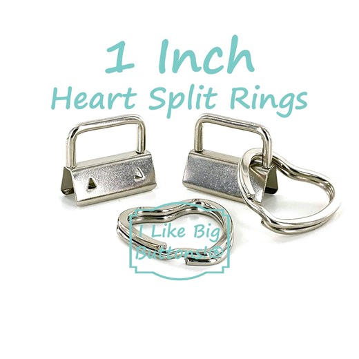 1 Inch Key Fob Hardware Set: 2 or 25 Sets, 1" Silver Fobs With HEART Split Rings - Etsy