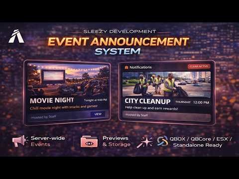 FiveM Event Announcement System | QBOX, QBCore, ESX | Sleezy Development