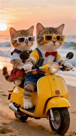 Mom's motorbike was stolen by a cat 🤣 #shorts #youtubeshorts #funny