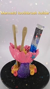 4 Inch Mermaid Toothbrush Holder, Purple Bathroom Decor | Resin mermaid organizer, ocean theme, kitchen & countertop decor set