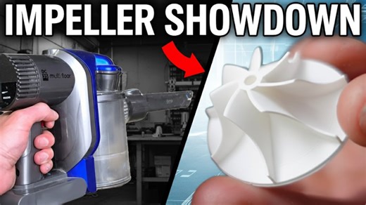 3D-printed turbo impeller performance against Dyson motor