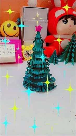 Paper Christmas trees ✨#shortviral #diy #papercraft