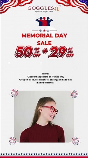 Best Memorial Day Weekend Deal? 50% + 29% OFF Glasses! 🕶️