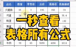 一秒查看表格所有公式！