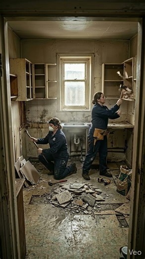 Kitchen so destroyed they had to rebuild everything #beforeandafter #renovation #transformation