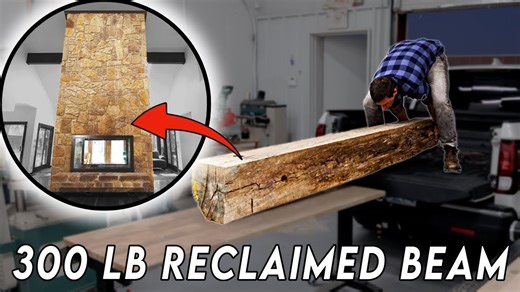 How to hang a reclaimed beam mantel