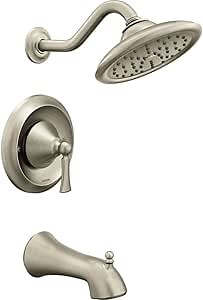 Wynford T5503BN Moentrol Tub and Shower Trim Kit with 7-Inch Rainshower, Valve Required, Brushed Nickel