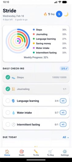 Stride App Demo | Smart Tasks, Goals & Voice Productivity