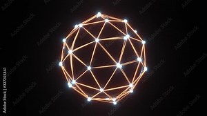 Knot particle sphere. Abstract business communications concept. The micro world of particles and atoms is futuristic. Photorealistic 3D rendering.