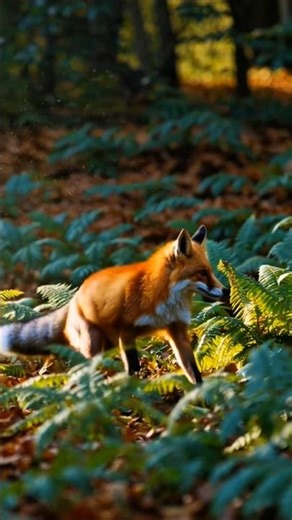 Fluffy Red Fox’s Magical Walk in a Foggy Fall Forest