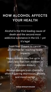 106K views · 947 reactions | Alcohol is legal—but is it safe? Despite being normalized, alcohol is the third leading cause of preventable death in the U.S. and the second most addictive substance. It’s linked to liver disease, cancer, and mental health disorders. The truth? Choosing an alcohol-free lifestyle is one of the most powerful ways to protect your body and mind. Credit: WholeYum #alcoholfree #quitdrinking #wine #alcohol | Alcohol Free Lifestyle | Facebook