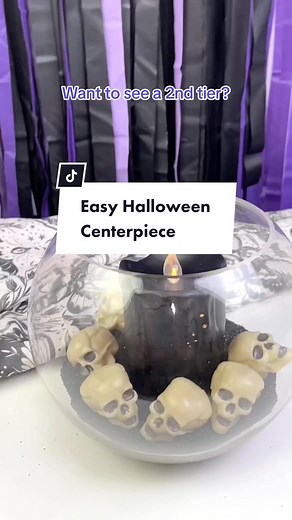 Lets use the mini Dollar Tree skulls to create an easy DIY centerpiece! 💀💀Grab a bowl and add black sand and a candle to the bowl before adding skulls 💀💀to soon for Halloween?! NEVER! 💀 #diydollartree #dollartreediy #dollartreecenterpiece #dollartreehalloween #diyhalloweendecor #diyhalloweencenterpiece #easyhalloweendiy