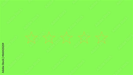Rating stars icon animation, five star, simple motion animation with intro and outro, isolated on chromakey green, transparant background - 4k stockvideo
