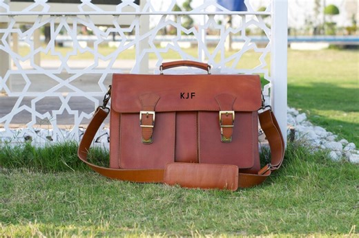 Personalized Genuine Leather Briefcase, Large Messenger Bag, Laptop Satchel, Unisex Professional Bag - Etsy