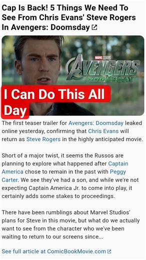 Leaked Tralier - Captain America Is Back for Avengers Doomsday ‪@marvel‬