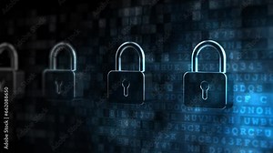 Security breach concept animation, lock broken to access data