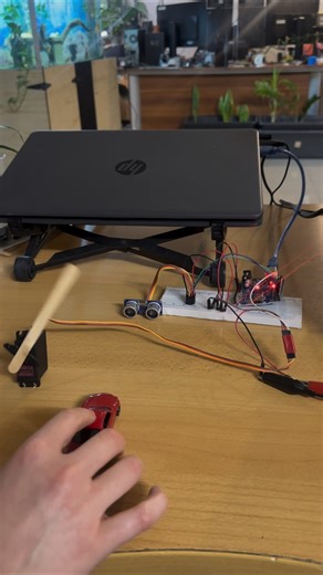 Distance detection → Microcontroller decision → Mechanical action. #arduino #diy #polrengineering