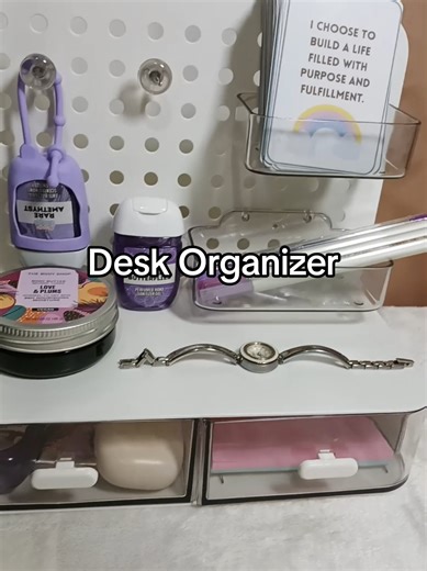 level up your desk with somethingto help you make it more organized! #desksetup #deskorganizer #pegboard #organizer #officeessentials
