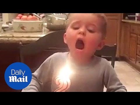 Hilarious moment toddler fails blowing out birthday candle