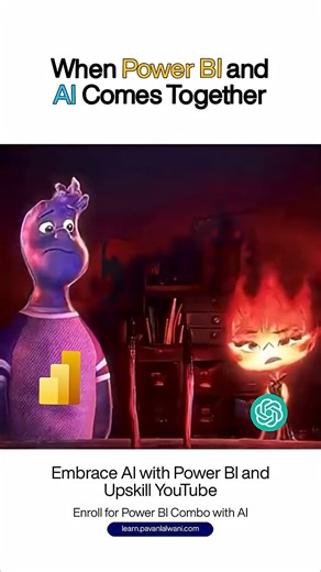 Pavan Lalwani | Master AI on Instagram: "Discover the powerful combination of Power BI and Artificial Intelligence (AI) that’s changing how we analyze data and make decisions. In this video, learn how AI can enhance your Power BI dashboards with smart insights, predictions, and automation helping you work smarter, not harder! ✨ What You’ll Learn: 1. How AI transforms Power BI dashboards 2. Smart visuals and predictions in Power BI 3. Real-world applications for students and professionals 4. Why 