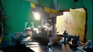 Stamping press. Automatic stamping or forging, metal processing in production, milling, grinding, cutting, in production.