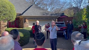Several Vocal Majority singers surprised Jim and Judy Clancy this Christmas Eve morning with caroling … and the special moment was when Jim directed us singing his arrangement of “The Secret of Christmas.” Merry Christmas!! | Vocal Majority