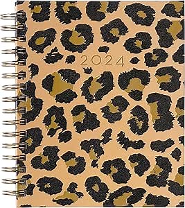 2024 Eccolo Spiral Agenda Planner, Cheetah, Weekly & Monthly Views, 12 Months, Sticker Sheets, Inspiring Graphics and Quotes (7.75 x 8.75, Hardcover)