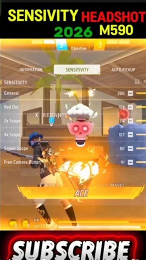 100% HEADSHOT Hack! 🎯 OB52 . M590 Secret Sensi 🤫 (OB52)#FreeFireSensitivity