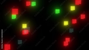 Abstract hologram 3D Big Data Digital City with futuristic matrix. Digital buildings with a binary code particles network. Technological and connection motion background. Seamless loop 3D render