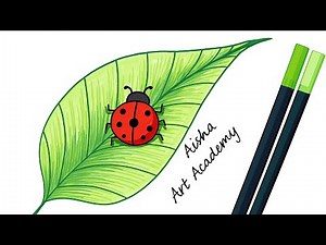 How to draw a ladybug on the leaf